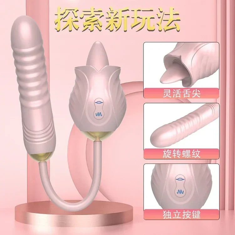 Rose New Product Manting Flower Generation 6 G-spot Tongue Lick Vibration Constant Temperature Double Headed Female Masturbation Female Sex Toy