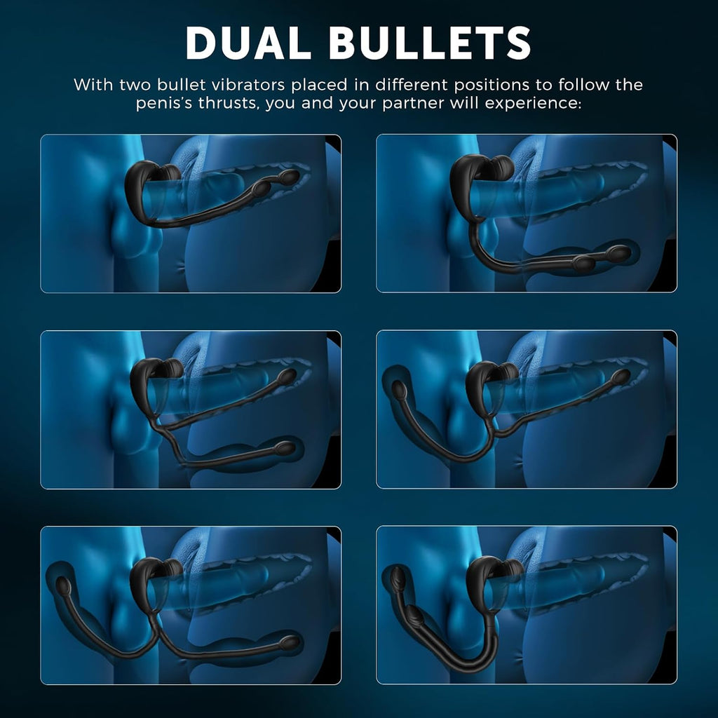 Vibrating Cock Ring Taint Stimulator with Dual Mini Bullet