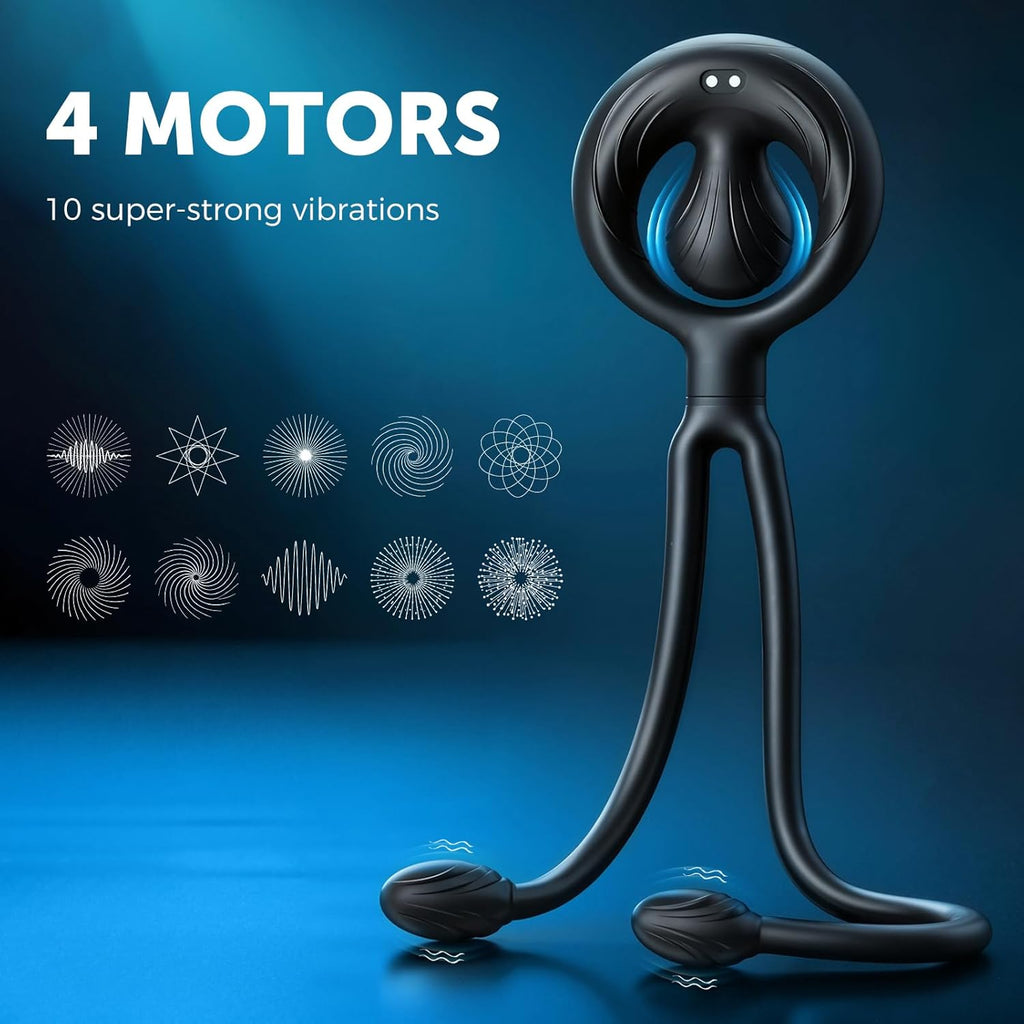 Vibrating Cock Ring Taint Stimulator with Dual Mini Bullet