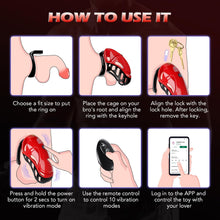 Load image into Gallery viewer, APP Remote Control Male Chastity Devices Sissy Cock Cage with 10 Vibrations