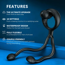 Load image into Gallery viewer, Vibrating Cock Ring Taint Stimulator with Dual Mini Bullet