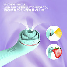 Load image into Gallery viewer, 2-in-1 cyan rose Sucking And Vibrating Stick